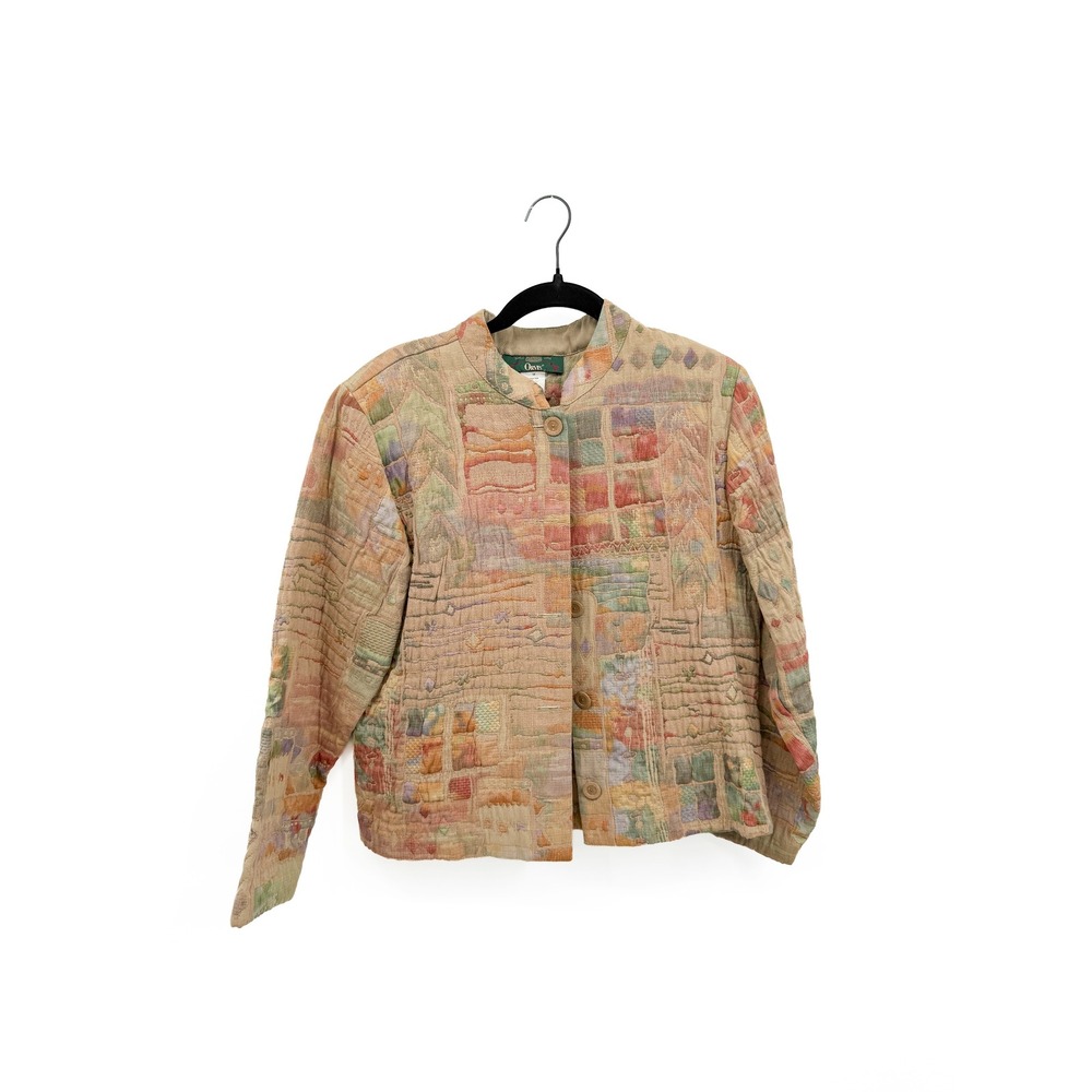Orvis Tapestry Jacket Women M Multicolor Vintage Quilted Button Up Geometric